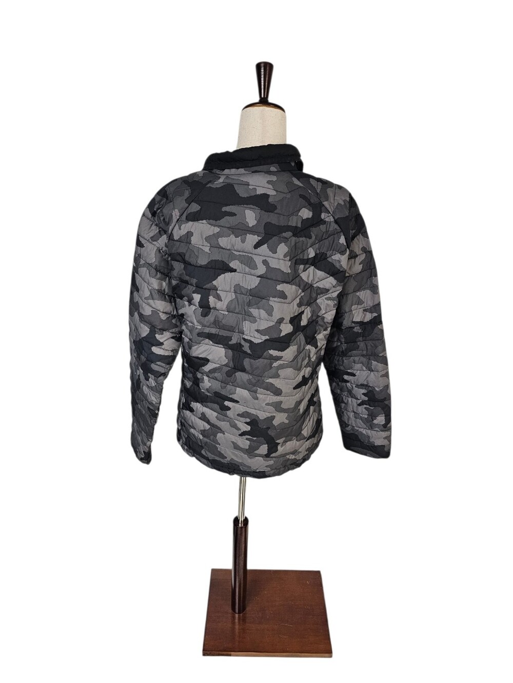 Columbia Camo Puffer Jacket Quilted Lightweight Black Gray Outdoor Coat XL - Picture 2 of 6